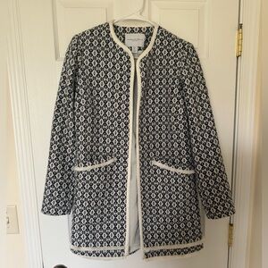 Carolina Belle Montreal Blue and White Open Front Jacket